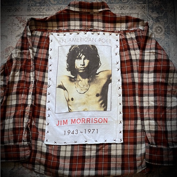 Upcycle-recycle Jim Morrison flannel shirt - Picture 1 of 4